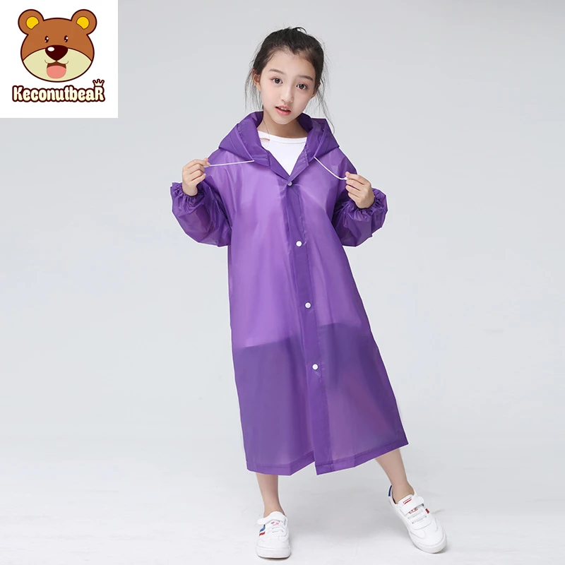 Keconutbear ファッション Eva 子供レインコート肥厚防水レインコートキッズクリア透明ツアー防水レインウェアスーツ レインコート Aliexpress