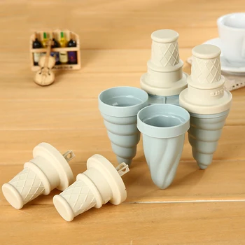 

New 4 pcs 11.1*11.1*13.5cm silicone ice cream mold creative ice cream shape stick ice mold ice cubes