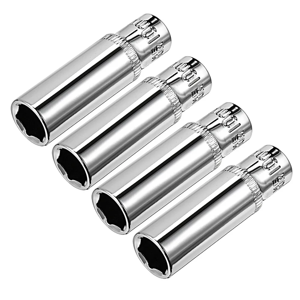 

UXCELL Newest 4Pcs 6.35mm / 1/4 Inch Drive 6-Point Deep Socket 10mm Socket Cr-V for DIY Hand-making Automotive Repairs