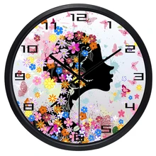 Красивые женские настенные часы для девушек, салон красоты, остановка, спальня, комната для макияжа, настенные часы с цветами бабочки