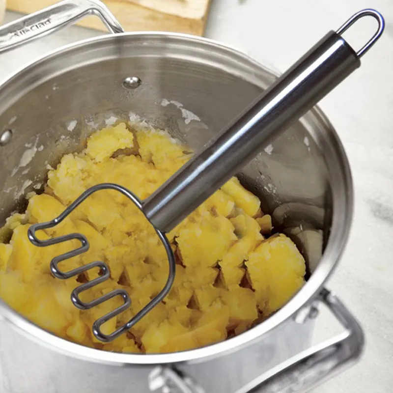 Волнистая Картофелемялка с ручкой из нержавеющей стали, пищевая добавка, картофелемялка для надавливания, аксессуары, кухонная посуда
