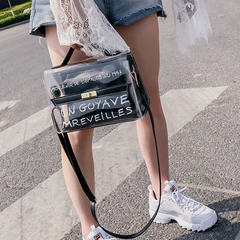 Hot Women Fashon Letter Transparent Handbag INS Popular Female Mini Shoulder Bags Travel Lady Exquisite Design Crossbody SS3480 (10)