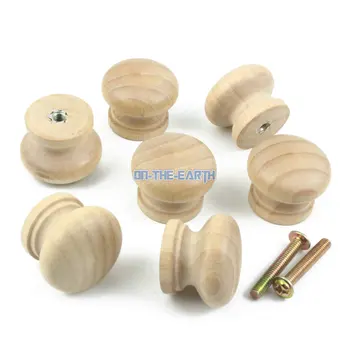 

25 Pieces 28mm Unpainted Wooden Drawer Pull Cabinet Knob Furniture Wood Handle