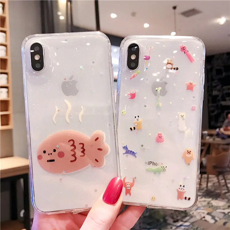

New Transparent Fish Phone Case For iphone xr case XS Max X 6 6S iphone 7 case Soft TPU silicone Phone Cover Cases X Coque