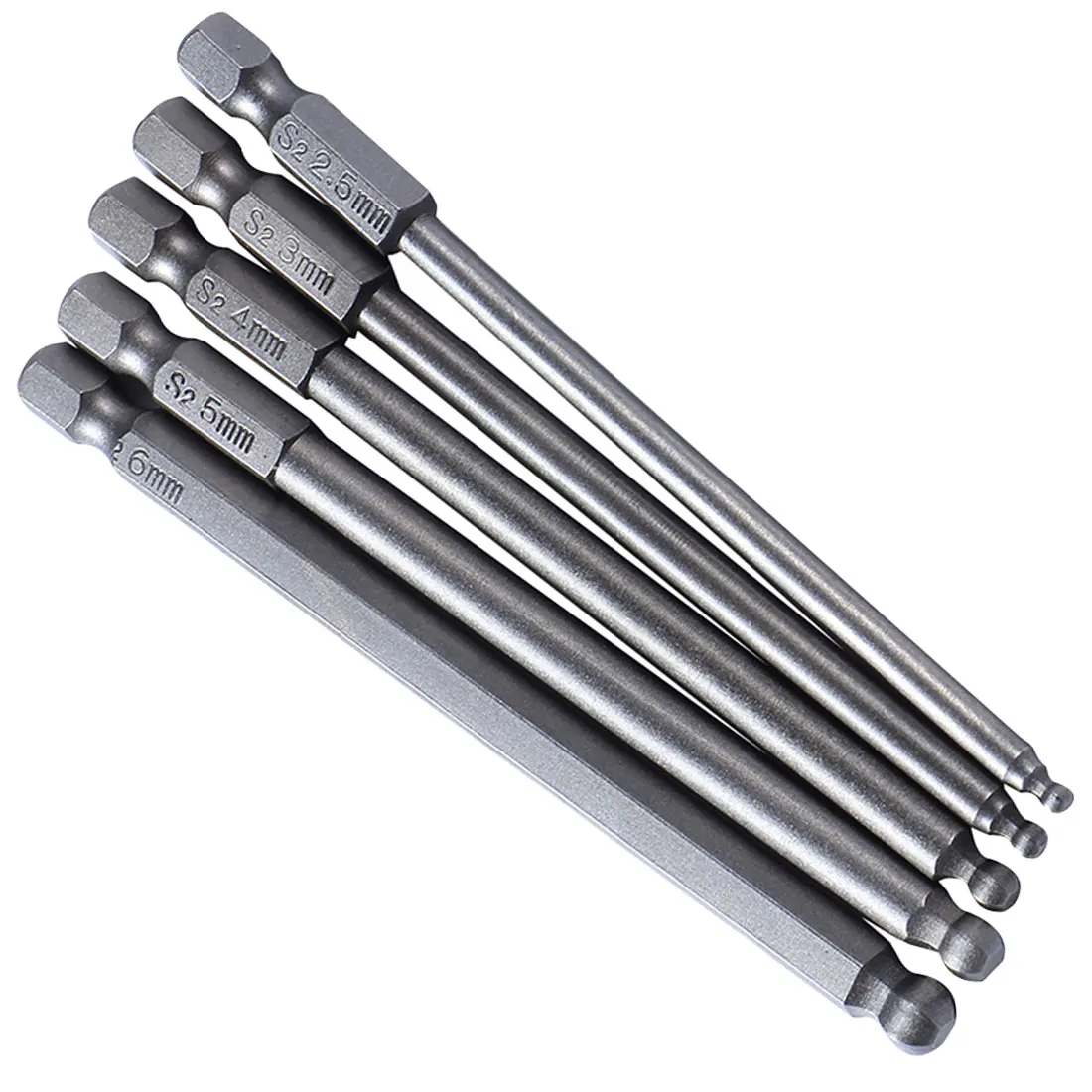 

Ball Bit 5Pcs Set S2 Steel Screwdriver Drill Screw Driver Bits Hex Magnetic Spherical 1/4"Hand Repair Kits Mini Tools