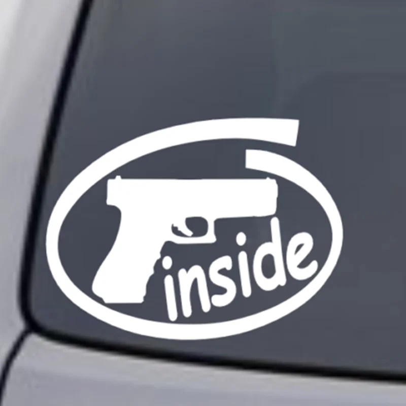 Gun Inside Decal Pistol Sticker Car Window Vinyl Decal Funny Poster