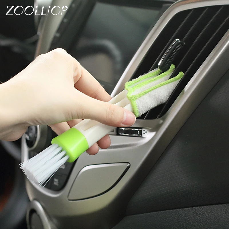 1 PC cepillo de limpieza de coche de doble extremo de ventilación de coche limpiador de hendidura de cepillo de persianas de limpieza de teclado limpiador de hogar