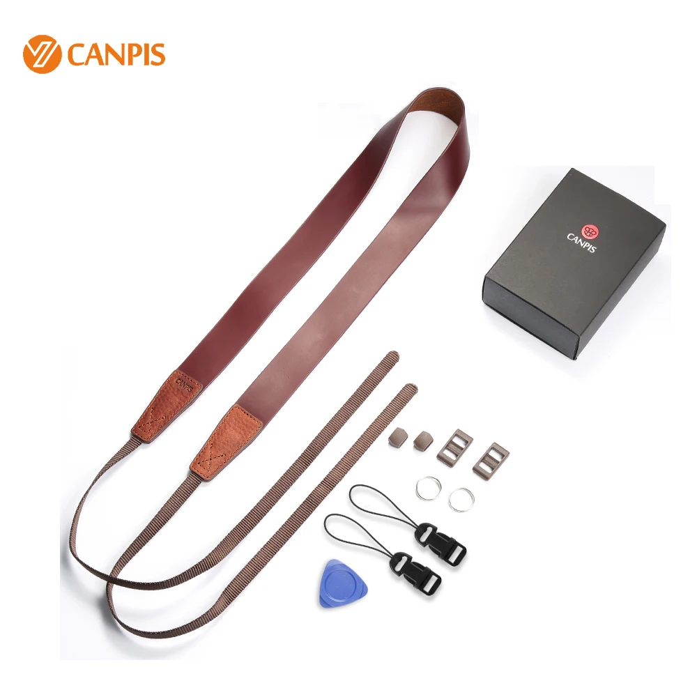 

Brown Black CANPIS Adjustable Universal Leather Camera Shoulder Neck Strap for SLR DSLR Camera for Canon Cameras
