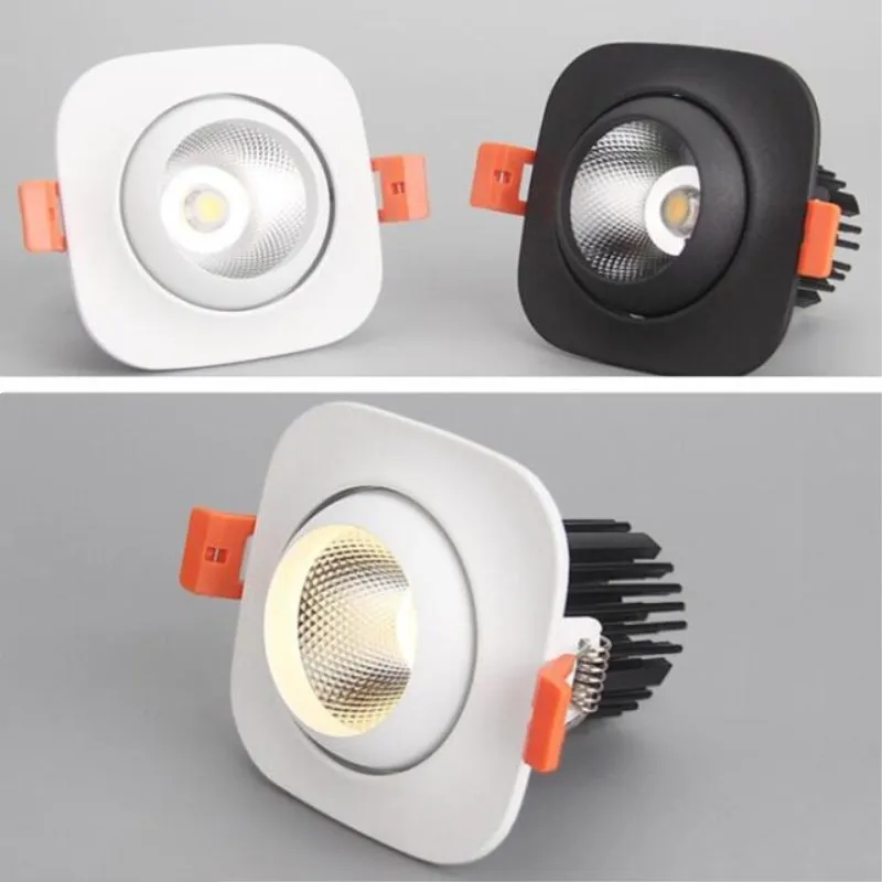 

New High Quality Square Recessed led down light 15W COB LED Spot Lamp Dimmable Adjustable Ceiling Downlight for Home