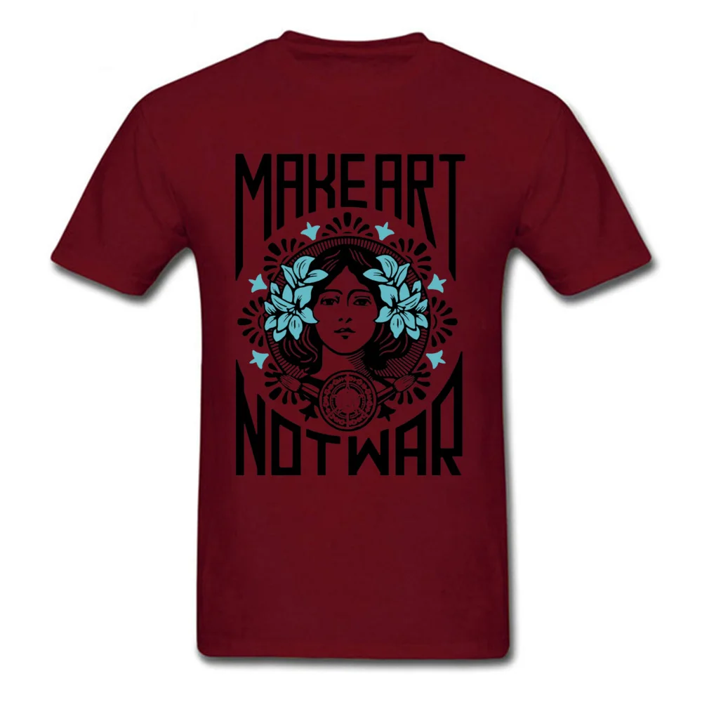  Mens Tshirts Make art not war 20890 cosie Tops & Tees 100% Cotton O Neck Short Sleeve Design Tops Shirt Summer Autumn Make art not war 20890 maroon