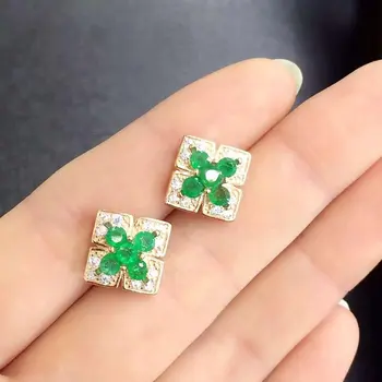 

Brincos Qi Xuan_Fashion Jewelry_Colombia Green Stone Elegant Earrings_Rose Gold Color Earrings_factory Directly Sales