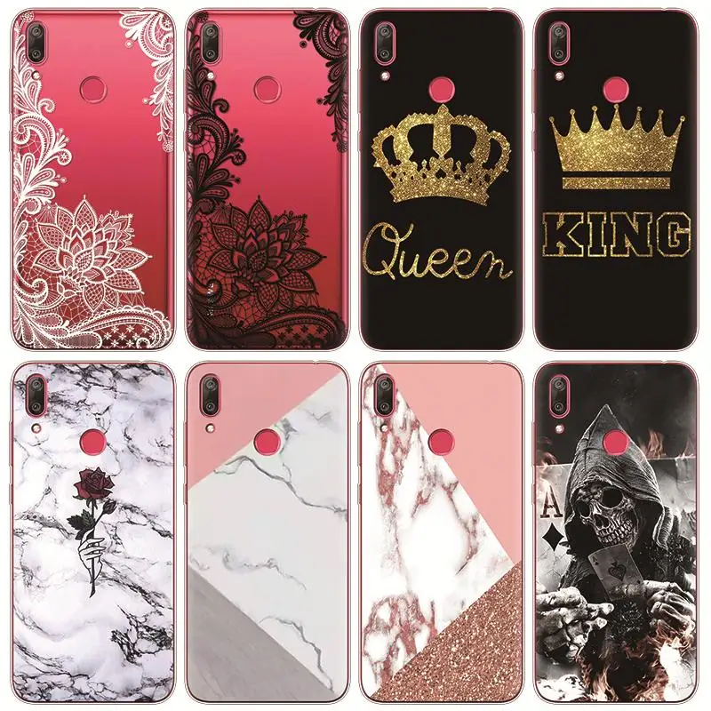 

King Queen Pattern Case For Huawei Y7 2019 Y72019 Soft Silicone Back Cover Phone Case For Huawei Y7 Pro 2019 Cover Coque Fashion