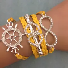 1 шт. бесконечно ручная работа браслет. металл очарование, воск шнур, кожаный браслет, модный драгоценный браслет 3644