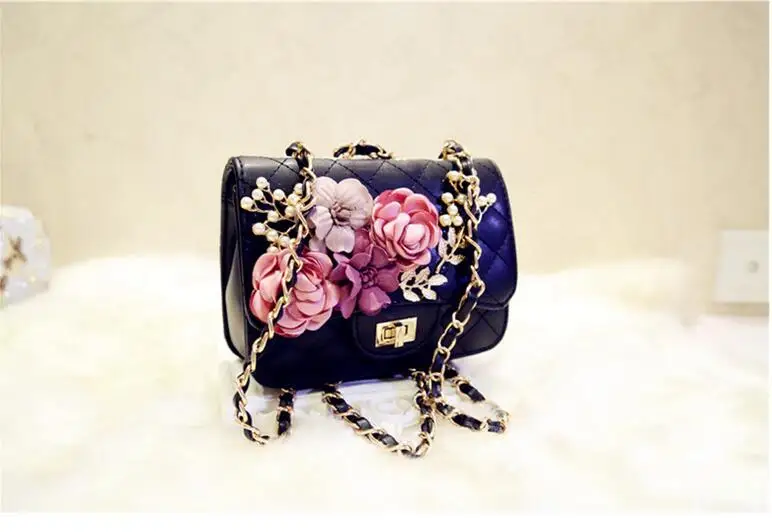 

Lingge chain fashion flowers handbags high quality hotsale ladies party purse clutches women crossbody shoulder evening bags