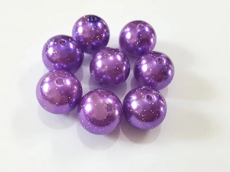

(Choose Size First) 10mm/12mm/20mm Purple Glitter Effect Acrylic Pearl Beads