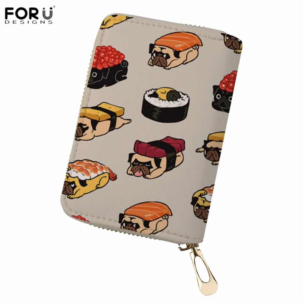 

FORUDESIGNS Women PU Leather Card Holder Pug Dog Print Credit Card Holder for Ladies Business Card Holder Driving License Cover