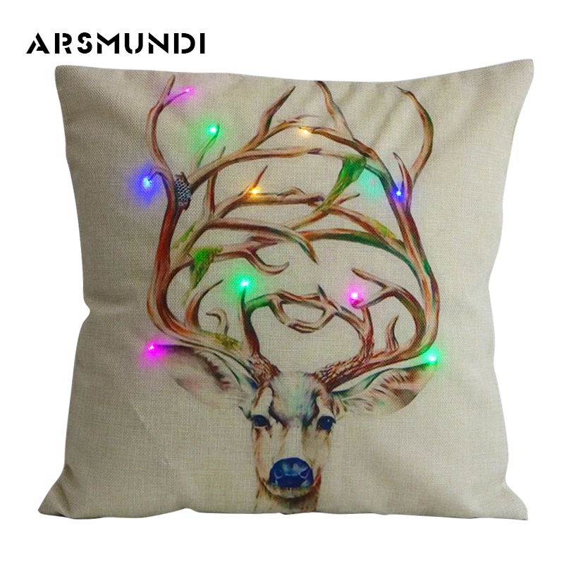 

Animal Printed Pillowcase with Led Light Decorative Mermaid Pillows case Eco-Friendly Reversible Home Sofa Cushion cover