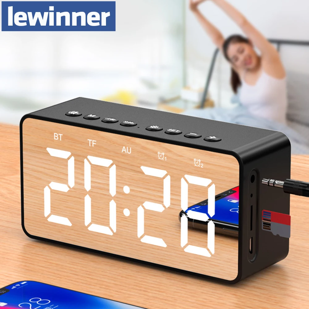 Lewinner Portable Bluetooth Speaker Super Bass Wireless Stereo Speakers Support TF AUX mirror Alarm Clock for Phone Computer Lewinner Portable Bluetooth Speaker Super Bass Wireless Stereo Speakers Support TF AUX mirror Alarm Clock for Phone Computer