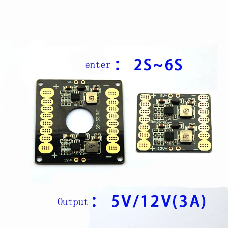 

1PC FPV Drone PDB Enter 2S-6S Output 5V/12V 3A Power Distribution Board w Dual BEC for Receiver Battery ESC LED RC Aircraft