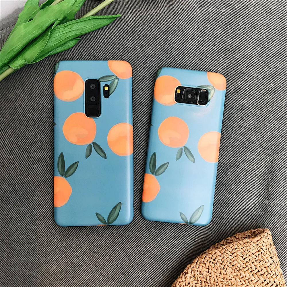 Luxury Fashion Matte Soft IMD Silicon Phone Case For Samsung Galaxy S8 Plus S9 S7 Edge Note 8 Popular Fruit Orange |
