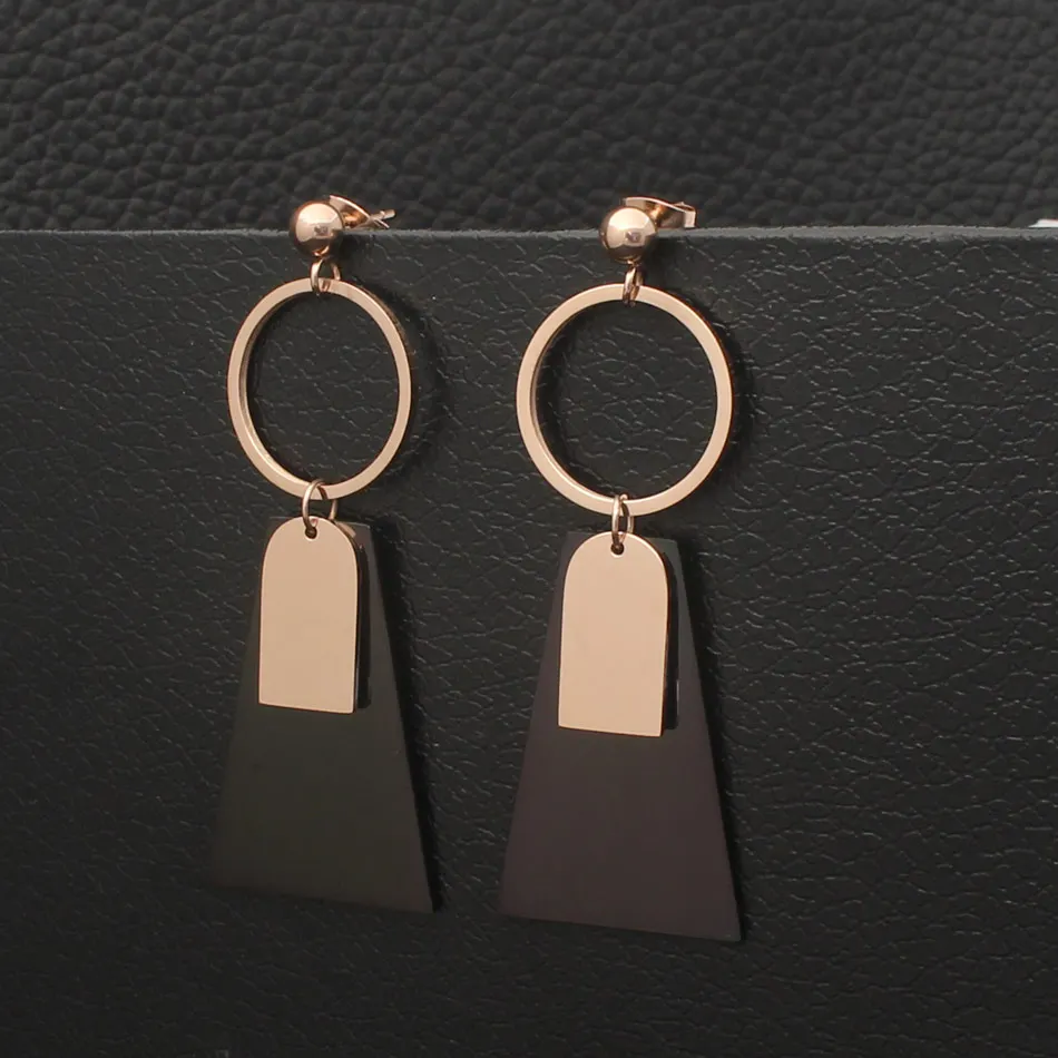 

Personality Fashion Stainless Steel Jewelry Long-Style Drop Newest Rose Gold Color Earrings Joker For Woman And Girl EEDZBHBA