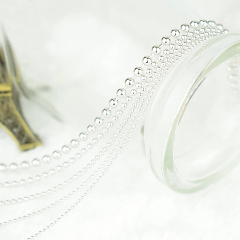 Real 925 Sterling Silver Round Bead Ball Chain Necklace for Women Men Girls Boys Fashion Party Costume Jewelry Festive Hot Gift Fashion Jewelry