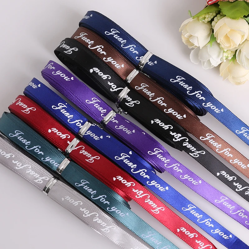 

High Quality 10 Yards 10mm(3/8') Romantic Printed "Just For You" Design Silk Satin Ribbon DIY Gift Packaging Sewing Accessories