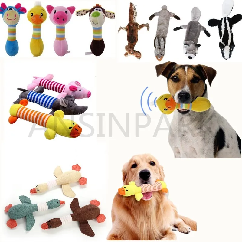 

ANSINPARK Animal cartoon dog plush toy creaking cute pet toy plush Puzzle Dog Cat chewing pet durable creaking toy S888