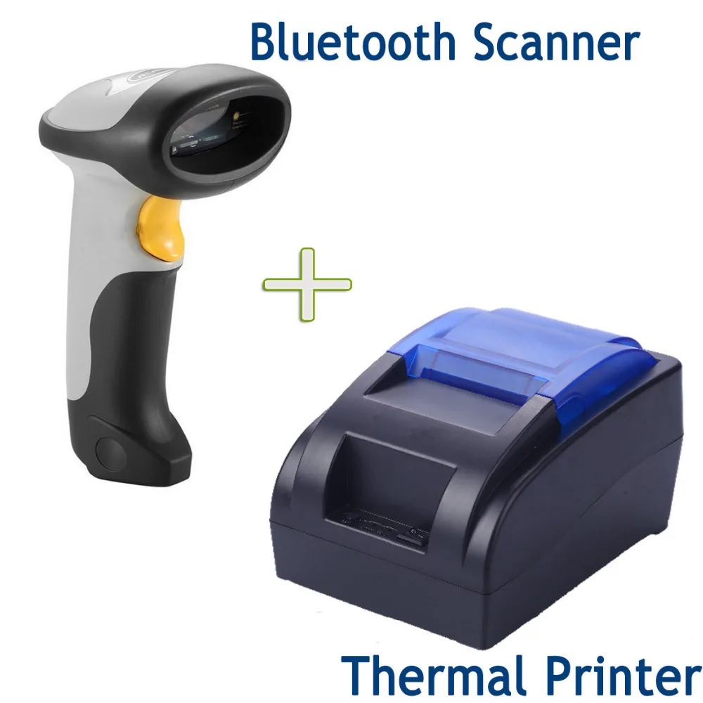 

Handheld Wireless Bluetooth Barcode Scanner Reader Works with iPad, iPhone, Android System AND Thermal Printer CT10+AN58