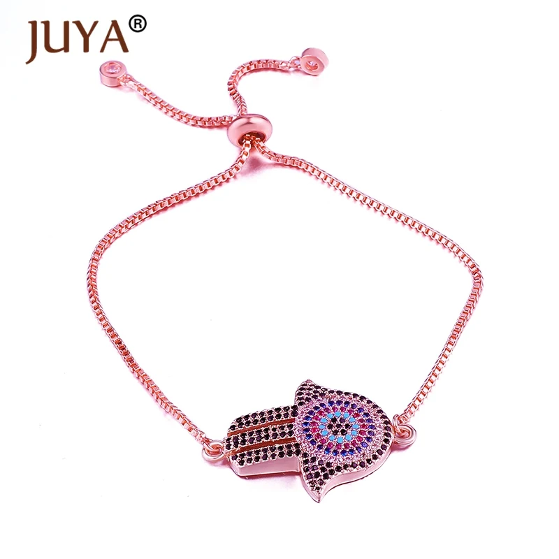 

New Fashion Multi-color CZ Fatima Hand Bracelet Charms Paved Cubic Zircon Bracelet for Women Gifts Gold Bracelet Jewelry Gift