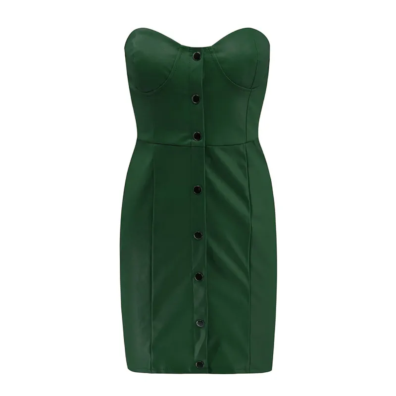Forefair Leather Bodycon Dress Sexy (10)