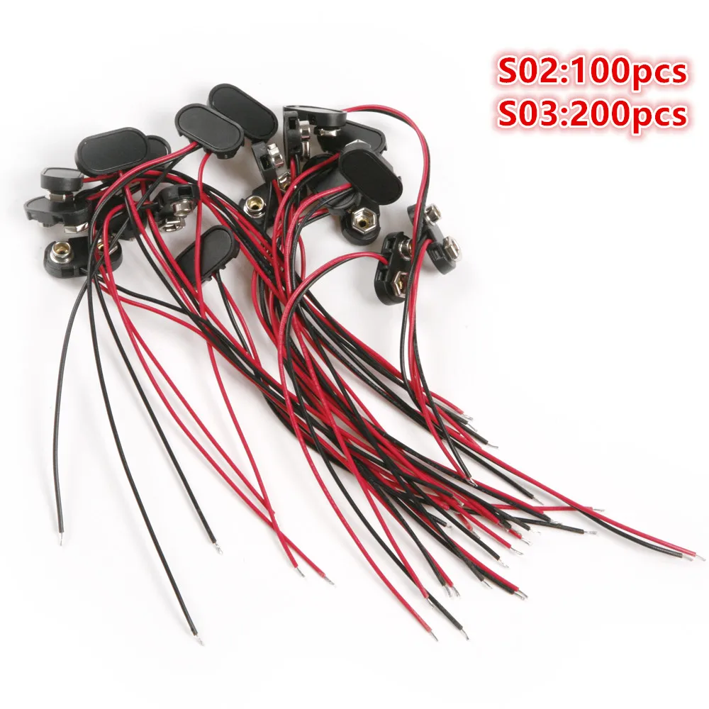 100/200pcs T type 9V Battery Clip Snap on Connectors for Multimeter Automobile Accessories Clips