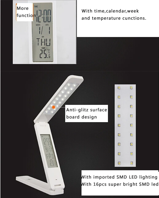 [Seven Neon] 40 комплектов модная 18 светодиодов с регулируемой яркостью складной и перезаряжаемая яркая светодиодная настольная лампа с календарем, светодиодная настольная лампа для чтения