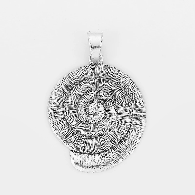 

2pcs Antique Silver Charms Large Sea Snail Swirl Spiral Votex Amulet Pendant For Necklace Jewelry Making Findings 48x59mm