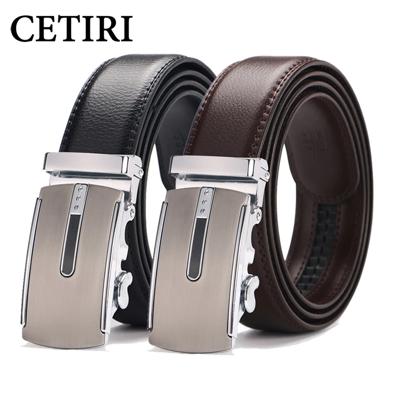 

CETIRI cowhide genuine leather belts for men 2018 high quality male luxury brand automatic ratchet buckle waist belt 110- 130 cm