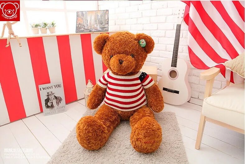 large 100cm sweater teddy bear plush toy USA flag teddy bear doll