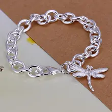 Fina del verano del estilo de plata chapada pulsera 925-sterling-silver joyería de la libélula pulseras de cadena para mujeres hombres SB282