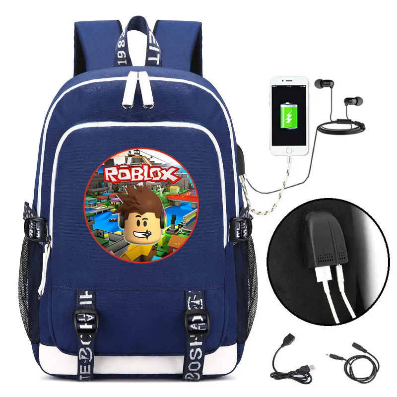

Roblox Backpack USB Charging Book Rucksack Cartoon Backpack Bag Teenager Student School Bags Action Figure Toys Kids Gift