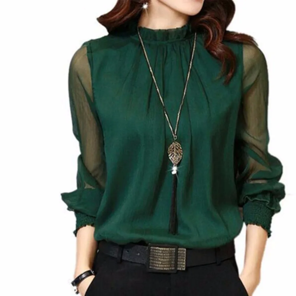 

Sexy Mesh Women Shirt Blouses Autumn Long Sleeve Chiffon Blouse Women's Clothing