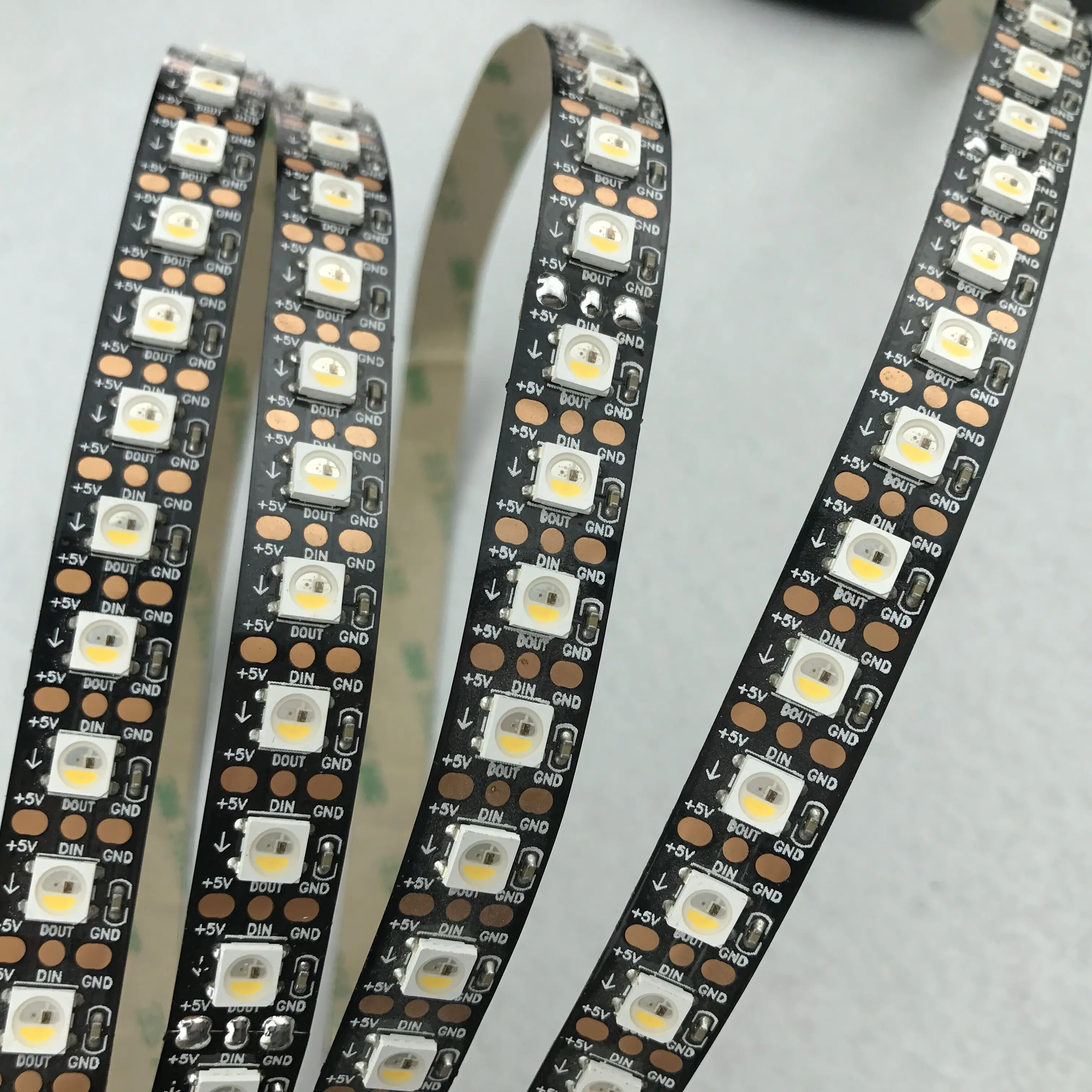 

SK6812-RGBW(warm white) led addressable strip;96eds/m with 96pixels/m;non-waterproof;2m long;DC5V input;BLACK PCB