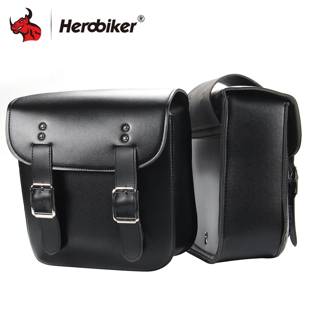 

HEROBIKER 1Pair Motorcycle Bag Sportster Tank Bag Mochila Moto Alforjas Para Moto Cruise Side Tool Bag PU Leather Tail Luggage
