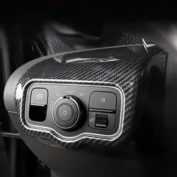 Переключатель света фар кнопки рамка украшения Стикеры Накладка для Mercedes Benz A класс A180 200 2019 LHD углеродного волокна Стиль