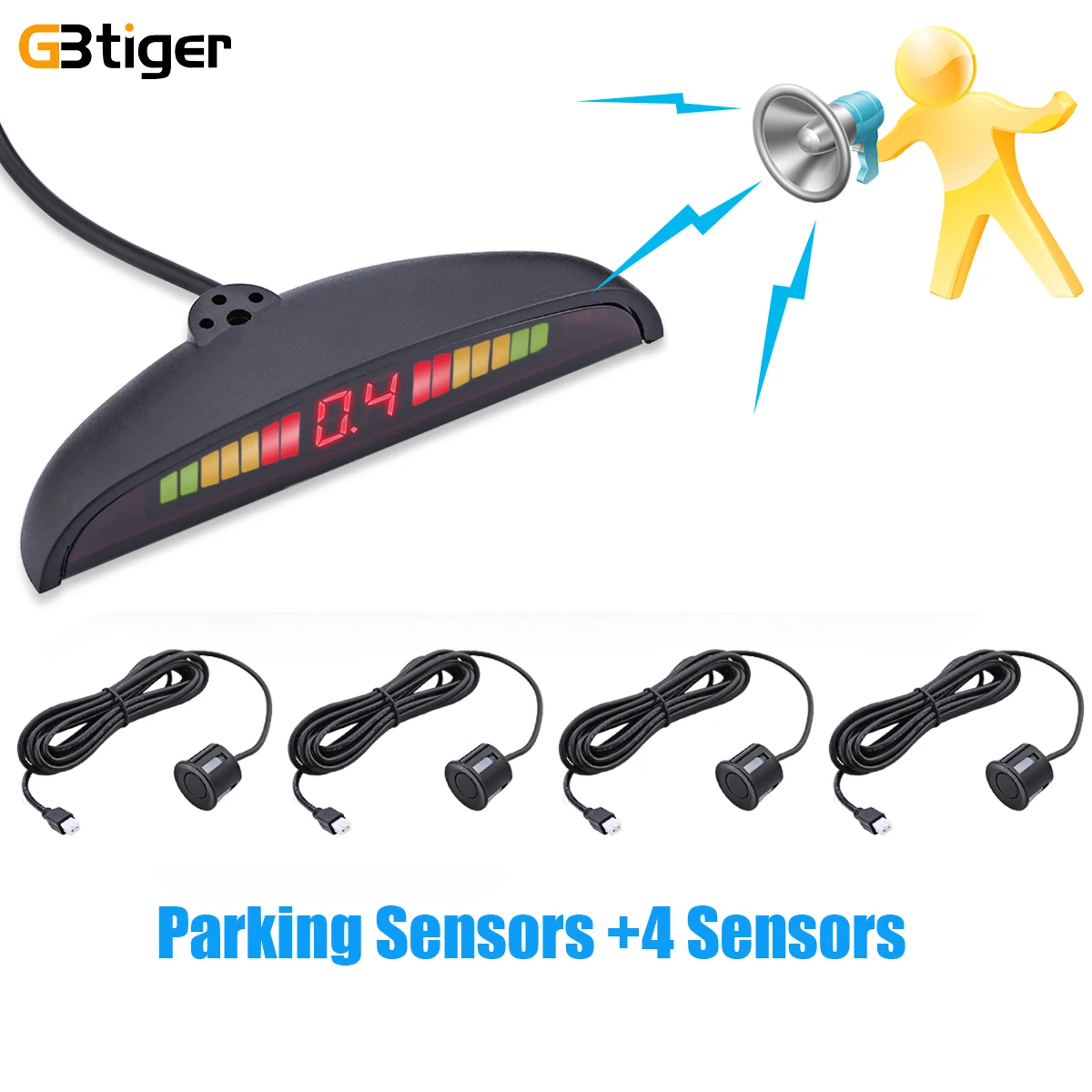 Parking Sensors+ 4 Sensors LED Display Car Auto Backup Reverse Radar