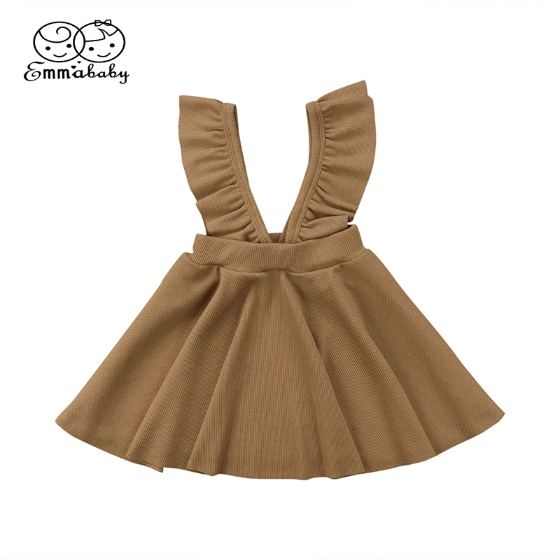 

Lovely Newborn Toddler Kids Baby Girls Ruffles Knitting Wool Flower Strap Swing Dress Jumper Princess Outfits Clothes