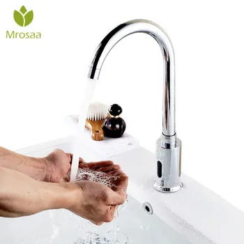

Automatic Infrared Sensor Basin Sink Faucet Smart Touchless Single Cold Tap Deck Mount w/ Hose Control Box for Kitchen Bathroom