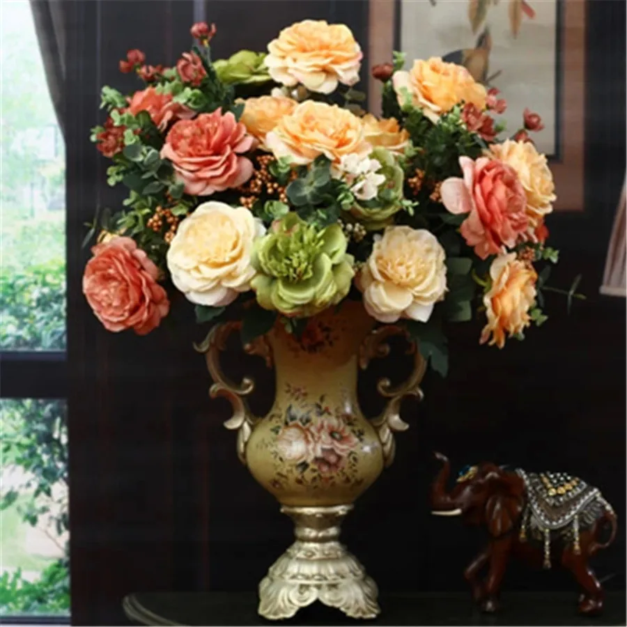 

Wedding decoration large artificial roses silk peony bouquet for home decoration mariage fake decorative flowers real touch