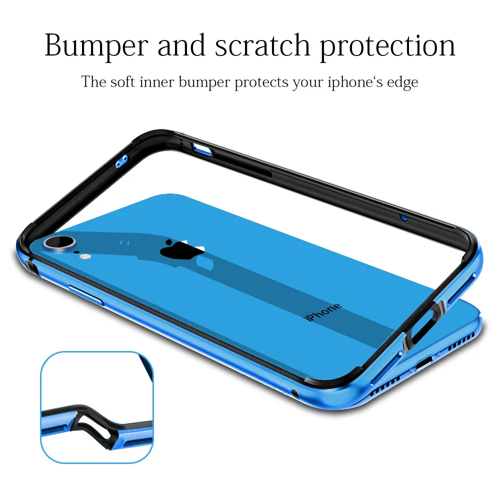 Ascromy для iPhone XR чехол металлический бампер Роскошный блеск противоударный силиконовый бампер чехол для iPhone XR iPhone 11 синие аксессуары
