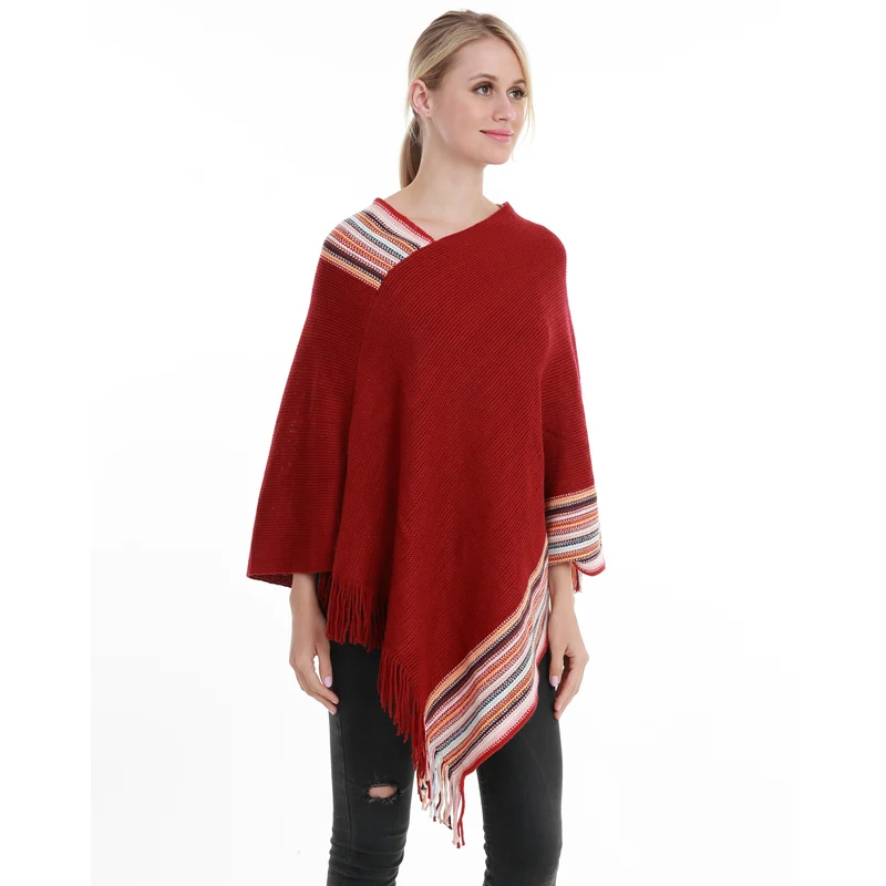 New Arrive Fashion Women Poncho Tassel Sweater Plaid Stripe Pulloer Kintted Women Sweaters And Pullovers New Arrive Fashion Women Poncho Tassel Sweater Plaid Stripe Pulloer Kintted Women Sweaters And Pullovers