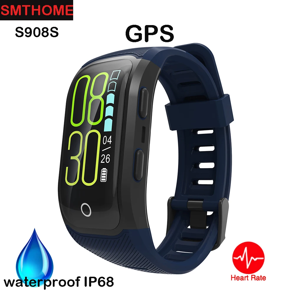 2018 S908S Smart Band Waterproof IP68 Heart Rate Monitor GPS Activity Fitness Tracker Multiple Sport Mode Wristband Bracelet | Электроника