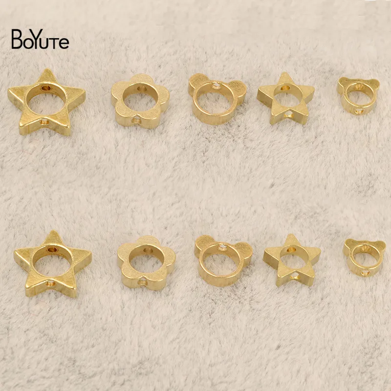 BoYuTe 100Pcs Metal Brass Star Flower Cat Shape Spacer Beads Diy Hand Made Jewelry Accessories Wholesale (8)